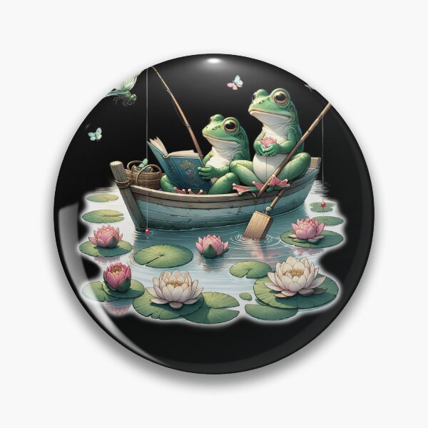 Item preview, Frog 90s Vintage Retro Nature Frog Book Lovers Boho Reader Fishing designed and sold by Kimberley King Art  King Art.