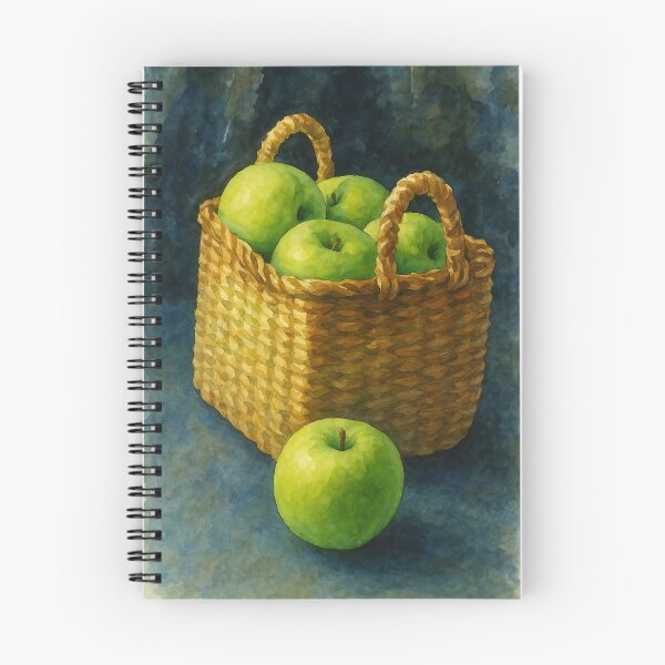 Item preview, Green Apples in a Woven Basket – Watercolor from Original Photograph designed and sold by Pacika.