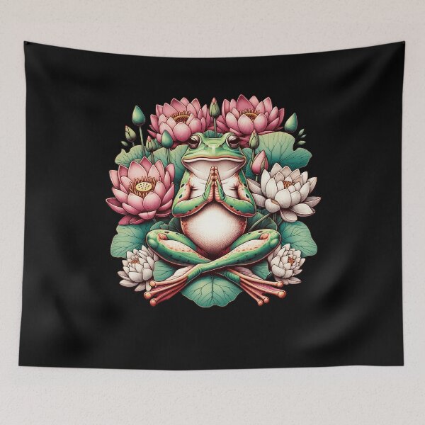 Item preview, Frog Yoga Meditation Aesthetic Lotus Lover designed and sold by Kimberley King Art  King Art.