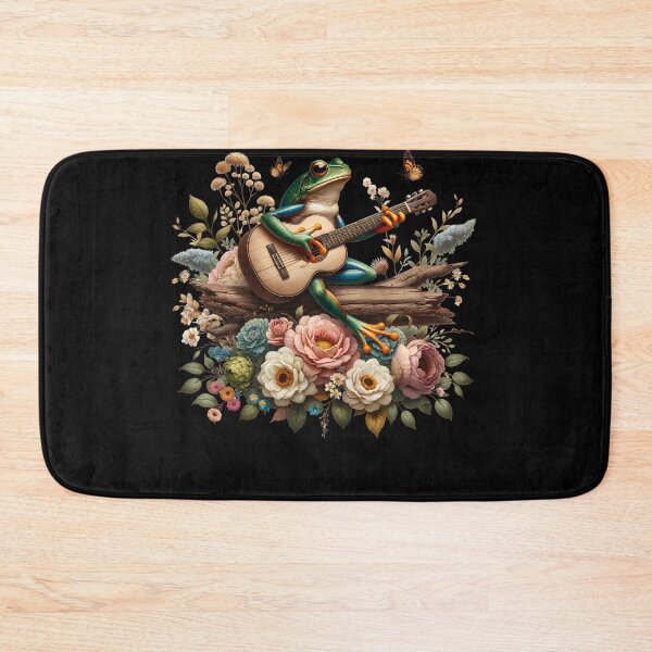 Item preview, Frog Playing Guitar Floral Flower Aesthetics designed and sold by Kimberley King Art  King Art.