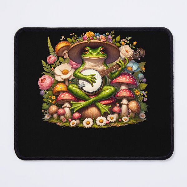 Item preview, Frog Playing Banjo on Mushroom Aesthetic Banjoist Banjo Player designed and sold by Kimberley King Art King Art.