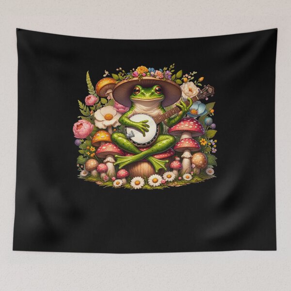 Item preview, Frog Playing Banjo on Mushroom Aesthetic Banjoist Banjo Player designed and sold by Kimberley King Art  King Art.