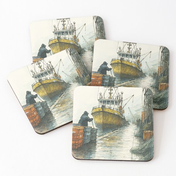 Item preview, Fisherman's Morning at the Harbor Dock designed and sold by Proyava.Art.