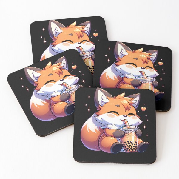 Item preview, Cute Kawaii Fox Drink Bubble Tea Milk Tea Lover designed and sold by Kimberley King Art  King Art.