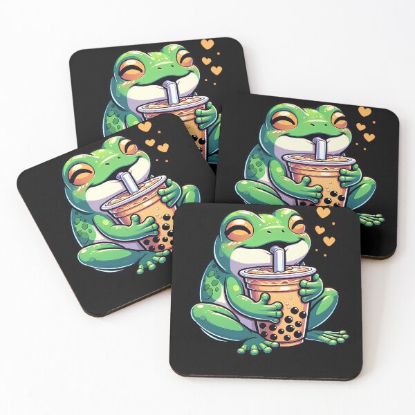 Item preview, Cute Kawaii Frog Drink Bubble Tea Milk Tea Lover designed and sold by Kimberley King Art  King Art.