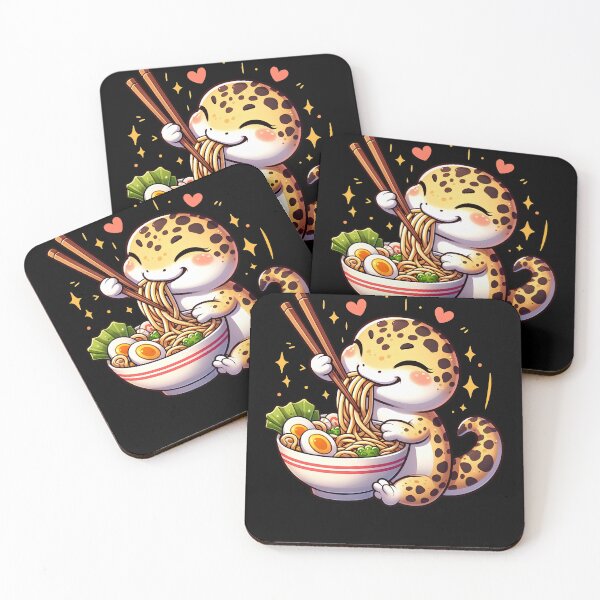 Item preview, Kawaii Leopard Gecko Eating Ramen Noodle Anime Japanese Food Lover designed and sold by Kimberley King Art  King Art.