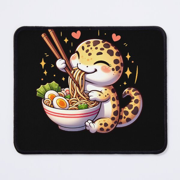 Item preview, Kawaii Leopard Gecko Eating Ramen Noodle Anime Japanese Food Lover designed and sold by Kimberley King Art  King Art.