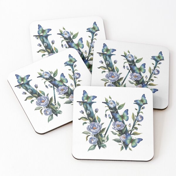 Item preview, letter "W" with blue flowers and butterflies, designed and sold by jkrphoto.