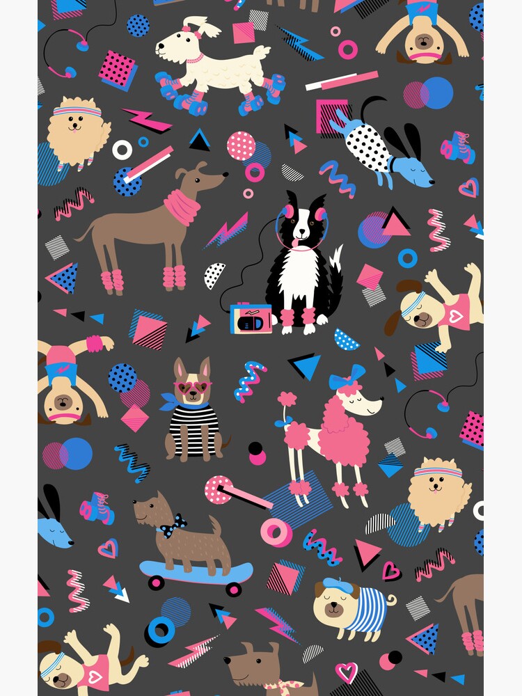 Thumbnail 4 of 4, Samsung Galaxy Phone Case, 80s Memphis Style dogs on charcoal - cute pattern by Cecca Designs designed and sold by Cecca-Designs.