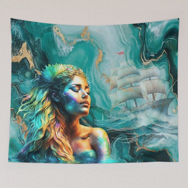 Item preview, Mermaid's Ship in Teal designed and sold by Jessielee72.