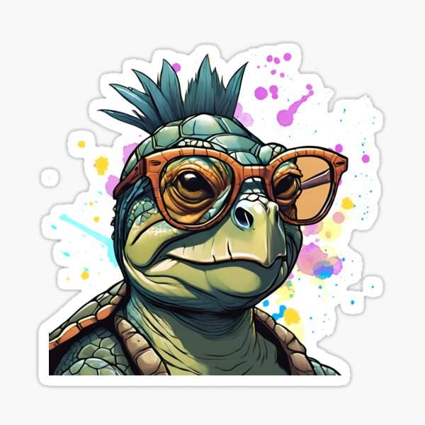 Vista previa del artículo con la obra «Tortuga guerrera mohawk geek», diseñado y vendido por PunifyHQ.