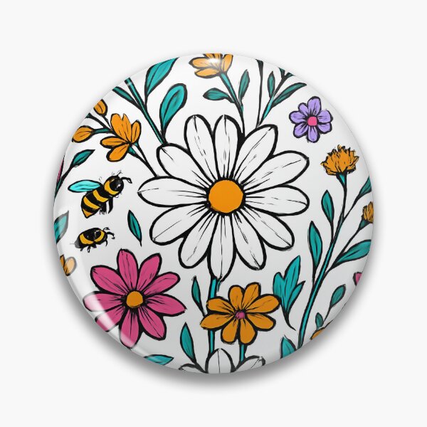 Artikelvorschau, Lebendiges Blumenmuster mit Bienen – farbenfrohes, von der Natur inspiriertes Design entworfen und verkauft von FTSstyles.