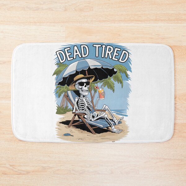 Item preview, Dead Tired Skeleton Beach Humor T-Shirt – Funny Skeleton Vacation Cartoon Design designed and sold by Glow Wind ⭐⭐⭐⭐⭐.
