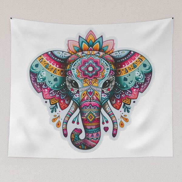 Item preview, boho elephant with a flower floral sticke ,boho style,Bohemian,Bloom Boom,Spring,ethnic designed and sold by Expressions-Sel.