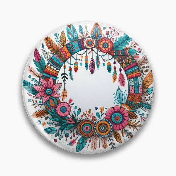 Item preview, boho feather wreath floral sticke ,boho style,Bohemian,Bloom Boom,Spring,ethnic designed and sold by Expressions-Sel.