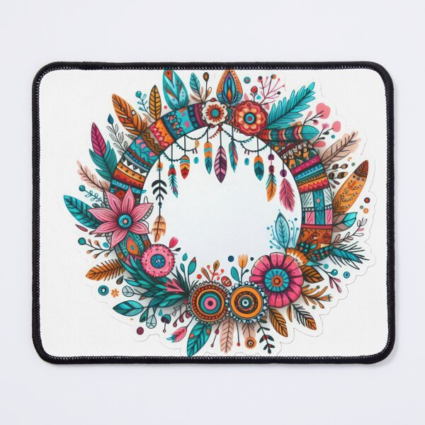 Item preview, boho feather wreath floral sticke ,boho style,Bohemian,Bloom Boom,Spring,ethnic designed and sold by Expressions-Sel.
