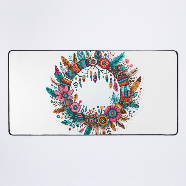 Item preview, boho feather wreath floral sticke ,boho style,Bohemian,Bloom Boom,Spring,ethnic designed and sold by Expressions-Sel.