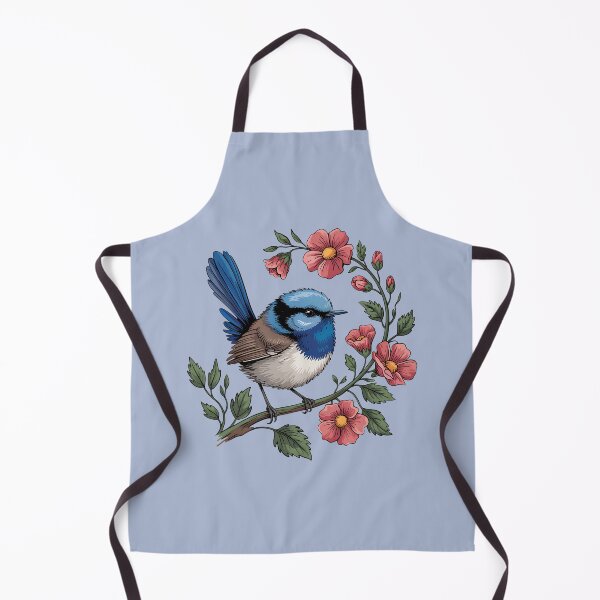 Item preview, Fairywren with Pink Blossoms designed and sold by BirdsnStuff.