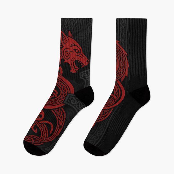 Item preview, Fenrir Wolves and Mjölnir Norse Knotwork Design designed and sold by Odd World.