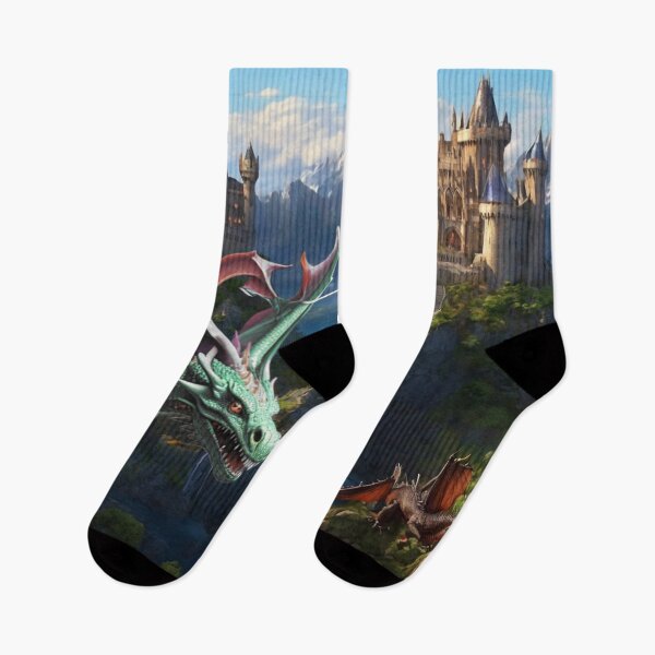 Item preview, Majestic Dragon Guarding Twin Castle Peaks  designed and sold by AleksKos.