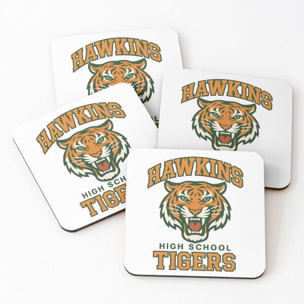 Aperçu de l'œuvre T-shirt des Hawkins High School Tigers – Fan art rétro Stranger Things style universitaire créée et vendue par WAUZ.