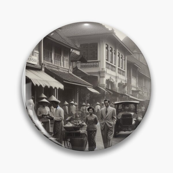 Item preview, 1930s Bandung City – AI Black and White Artwork of a Busy Urban Scene for Clothing and Accessories for City Lovers designed and sold by knalpot-design.