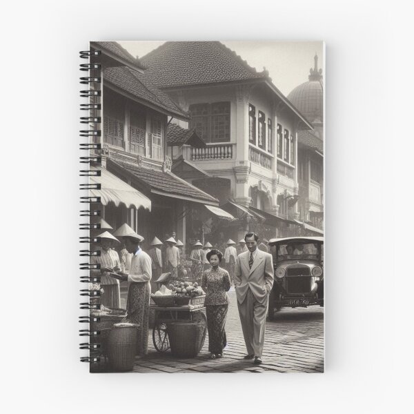 Item preview, 1930s Bandung City – AI Black and White Artwork of a Busy Urban Scene for Clothing and Accessories for City Lovers designed and sold by knalpot-design.