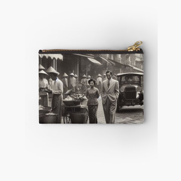 Item preview, 1930s Bandung City – AI Black and White Artwork of a Busy Urban Scene for Clothing and Accessories for City Lovers designed and sold by knalpot-design.
