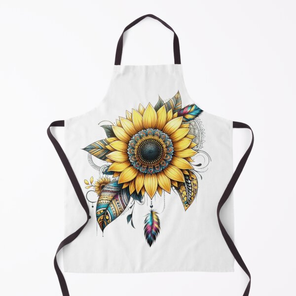 Item preview, boho colored sunflower with feathers floral sticke ,boho style,Bohemian,Bloom Boom,Spring,ethnic designed and sold by Expressions-Sel.