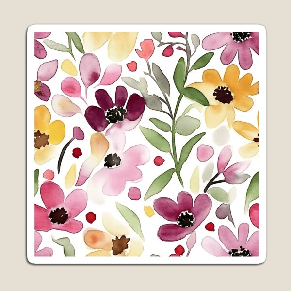 Aperçu de l'œuvre Watercolor floral colorful  créée et vendue par P&U Fabric.