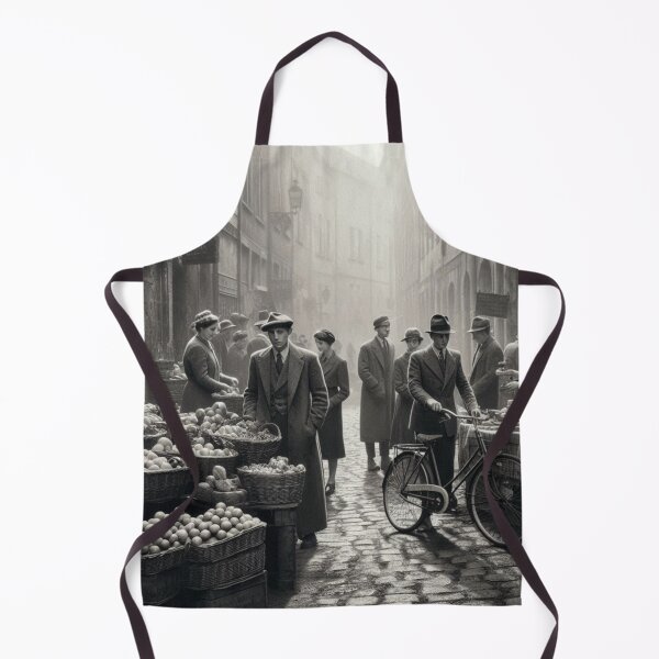Item preview, 1930s European Market Scene – AI Black and White Artwork for Clothing and Accessories for City Lovers and Travelers designed and sold by knalpot-design.