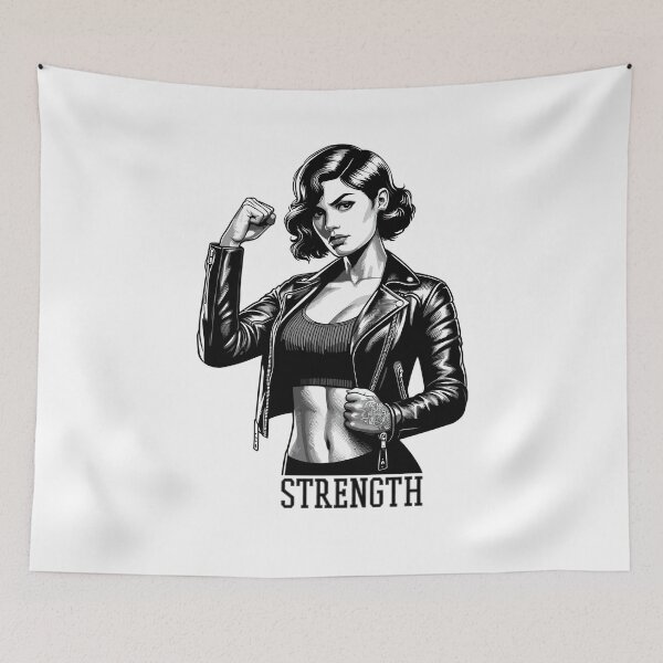 Item preview, Strong Woman Strength Rockabilly Leather Jacket Gift designed and sold by Pineapple-Tree.