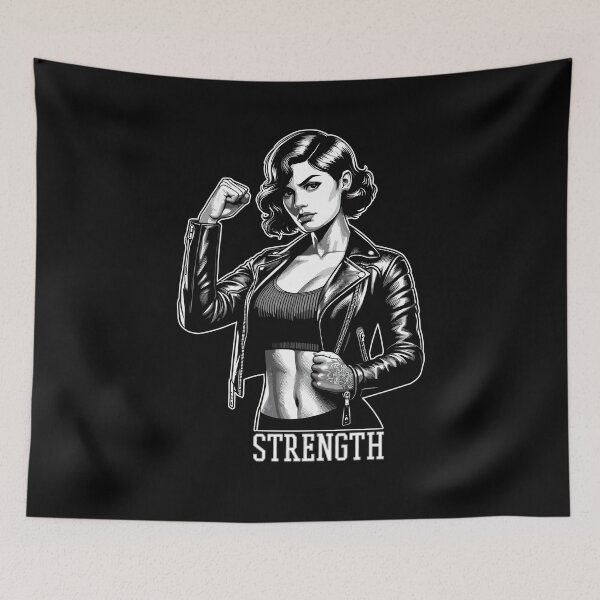 Item preview, Strong Woman Strength Rockabilly Leather Jacket Gift designed and sold by Pineapple-Tree.