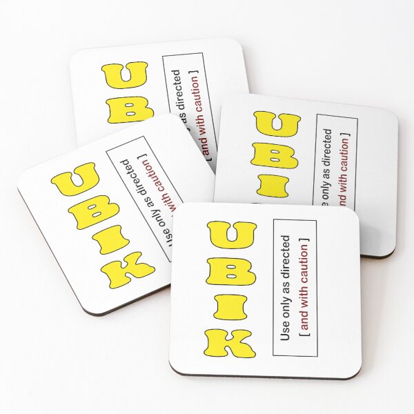 Item preview, Ubik Vertical Design – Retro Sci-Fi Warning Sticker designed and sold by Francesc Xavier Carrera Güenaga.