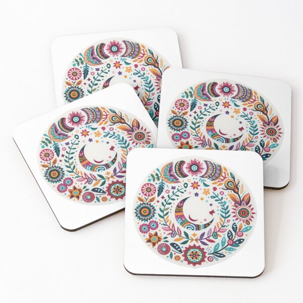 Item preview, boho colored crescent moon mandala floral sticke ,boho style,Bohemian,Bloom Boom,Spring,ethnic designed and sold by Expressions-Sel.
