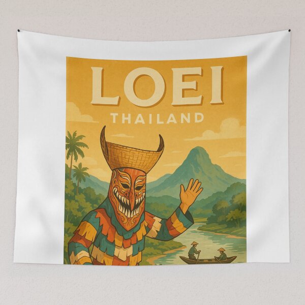 Item preview, Colorful Phi Ta Khon Dancer in Loei Thailand Countryside designed and sold by Aryabek.