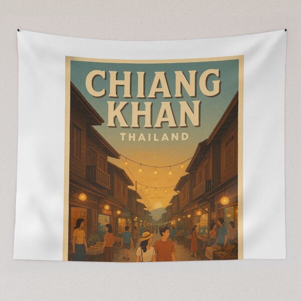 Item preview, Chiang Khan Thailand Night Market at Sunset designed and sold by Aryabek.