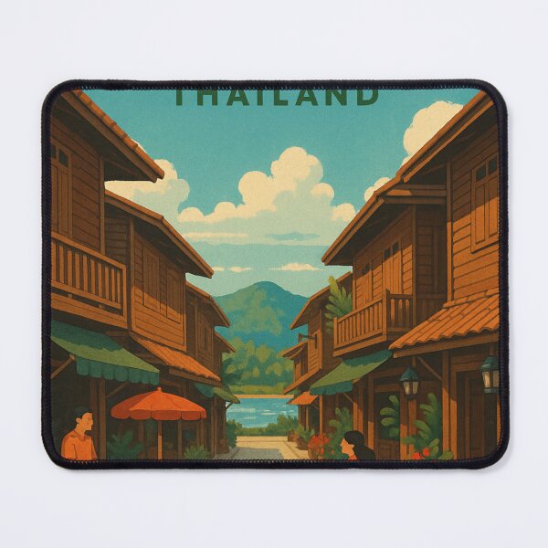 Item preview, Daytime Market and Wooden Homes in Chiang Khan Thailand designed and sold by Aryabek.