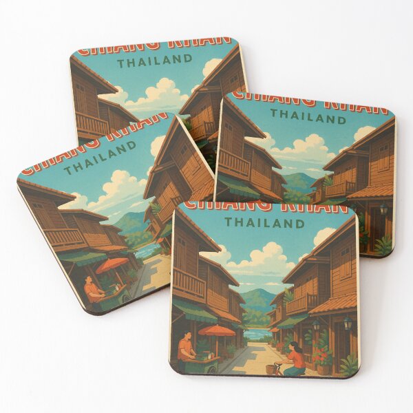 Item preview, Daytime Market and Wooden Homes in Chiang Khan Thailand designed and sold by Aryabek.