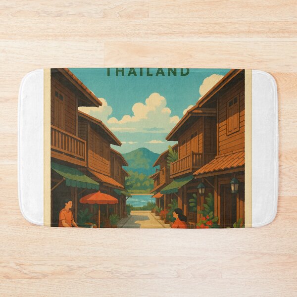 Item preview, Daytime Market and Wooden Homes in Chiang Khan Thailand designed and sold by Aryabek.