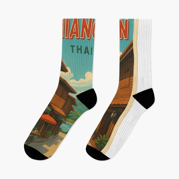 Item preview, Daytime Market and Wooden Homes in Chiang Khan Thailand designed and sold by Aryabek.