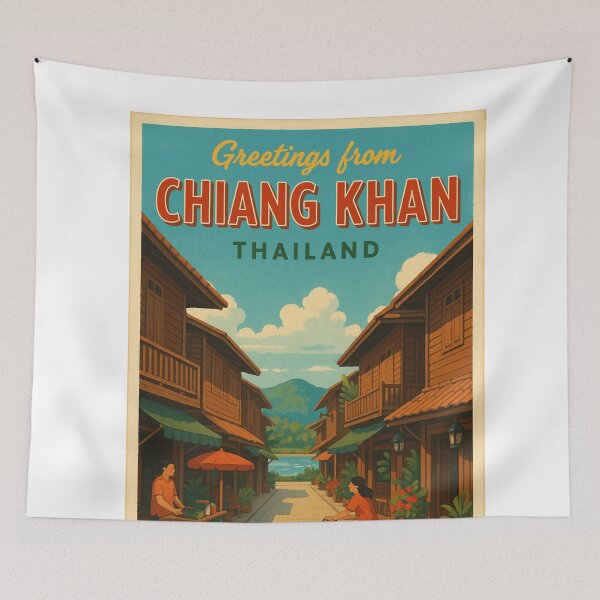 Item preview, Daytime Market and Wooden Homes in Chiang Khan Thailand designed and sold by Aryabek.