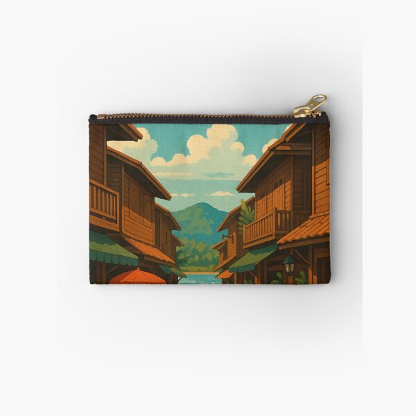 Item preview, Daytime Market and Wooden Homes in Chiang Khan Thailand designed and sold by Aryabek.