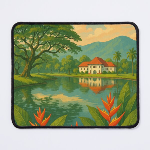 Item preview, Scenic Taiping Malaysia with Colonial Mansion and Heliconias designed and sold by Aryabek.