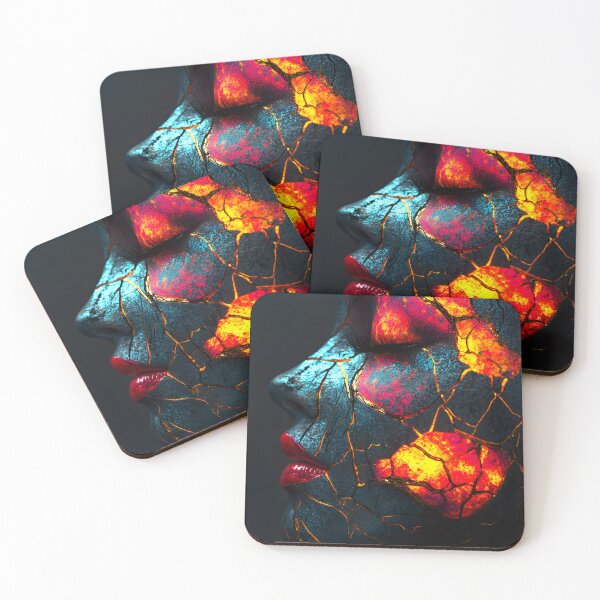 Item preview, Digital art of a face with vibrant cracked elements designed and sold by Artessie.