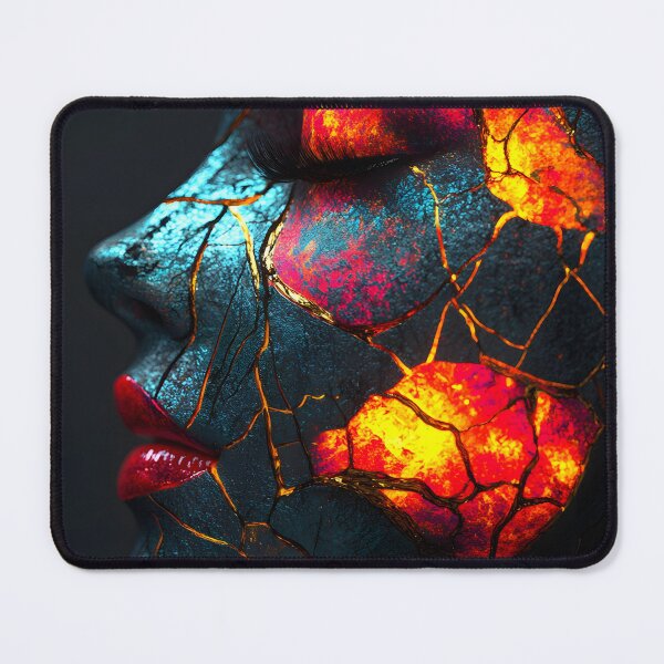 Item preview, Digital art of a face with vibrant cracked elements designed and sold by Artessie.