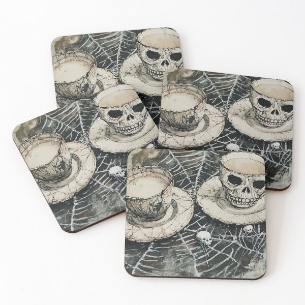Item preview, Spooky Cutie: Skeleton Teacups Cobweb Picnic designed and sold by bapupa.