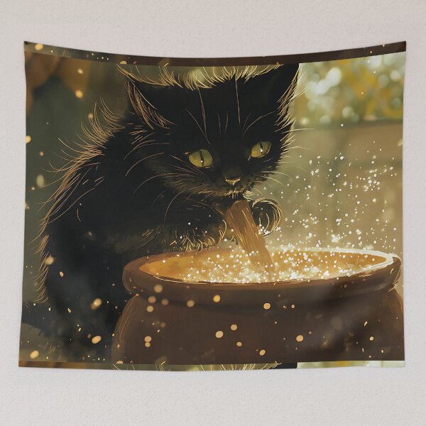 Item preview, Spooky Cutie: Cute Black Cat Witch Familiar designed and sold by bapupa.