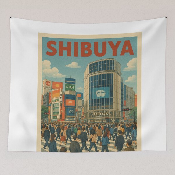 Item preview, Shibuya Crossing Tokyo with Urban Crowd and Iconic Architecture designed and sold by Aryabek.