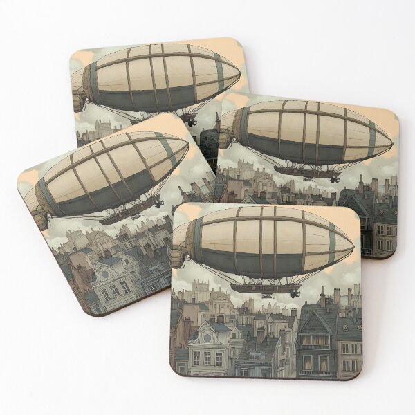 Item preview, Steampunk Art: Airship Over Victorian Rooftops designed and sold by bapupa.